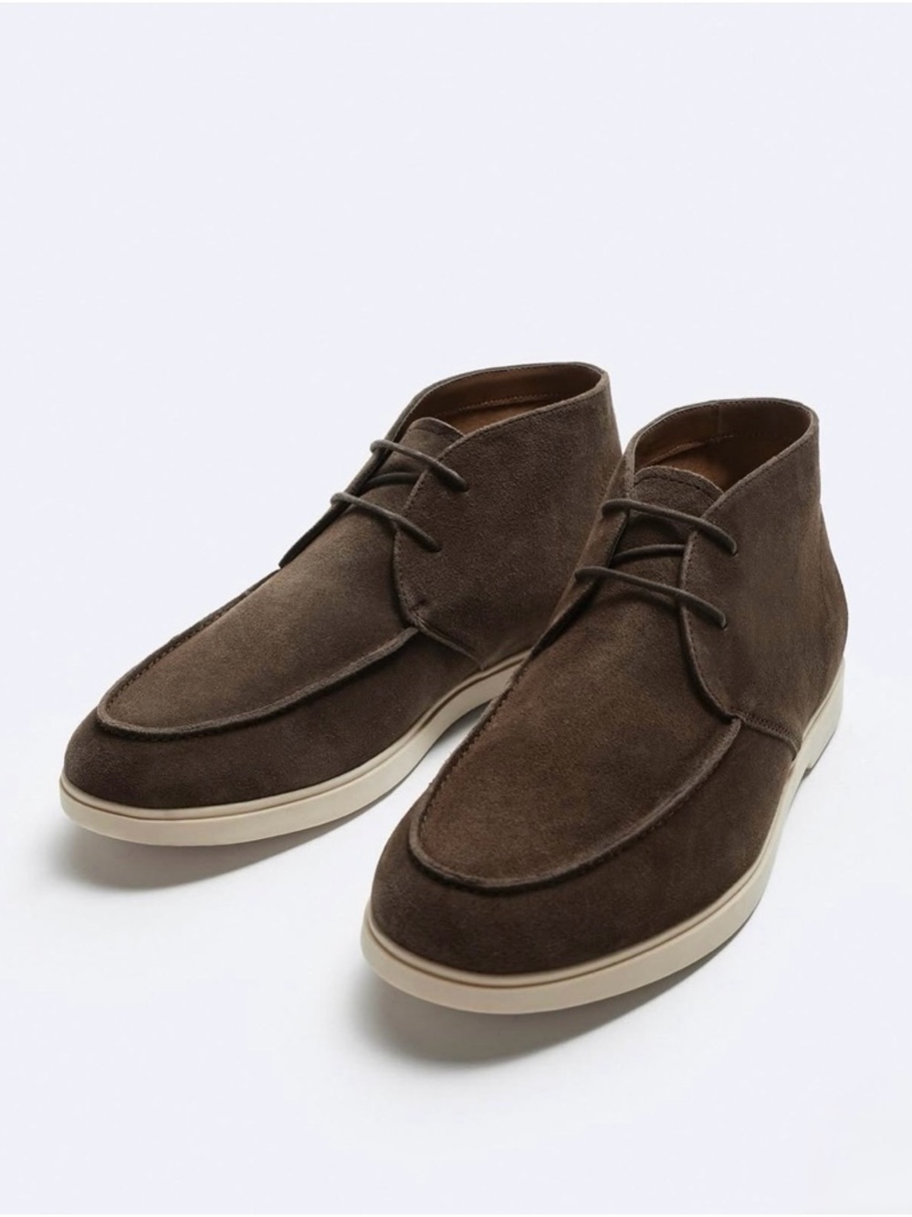 ZARA Men’s Suede Chukka Boots Brown Lace Up Ankle Casual Shoes Size 11